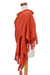 Schal aus Baumwollmischung, „Paprika“ – handgewebter Schal aus rot-orangefarbener Baumwollmischung mit geknoteten Fransen