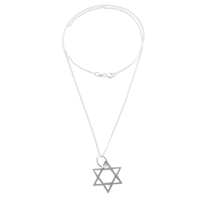Sterling silver pendant necklace, 'Holy Star' - Sterling Silver Star of David Pendant Necklace