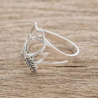 Sterling silver band ring, 'Lotus Fascination' - Sterling Silver Lotus Flower Band Ring from Guatemala
