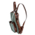 Leather accent cotton backpack, 'Mint Diamonds' - Leather Accent Cotton Backpack in Mint from Guatemala (image 2b) thumbail