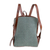 Leather accent cotton backpack, 'Mint Diamonds' - Leather Accent Cotton Backpack in Mint from Guatemala (image 2c) thumbail