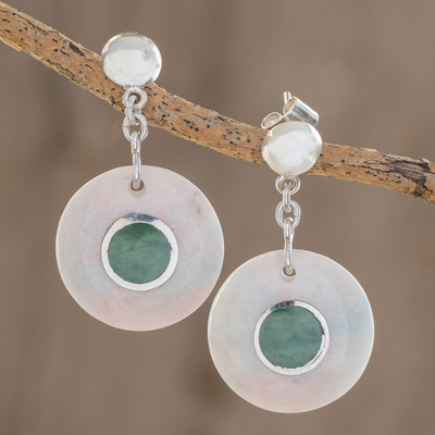 Jade dangle earrings, Mayan Cosmos in Lilac