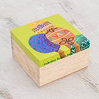 Wood decorative box, 'Chinchines' - Hand-Painted Cultural Wood Decorative Box from Guatemala