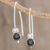 Jade drop earrings, 'Night of the Moon' - Black Jade Drop Earrings Crafted in Guatemala (image 2) thumbail