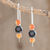 Jade and agate drop earrings, 'Black Mayan Fire' - Black Jade and Agate Drop Earrings from Guatemala (image 2) thumbail