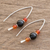 Jade and agate drop earrings, 'Black Mayan Fire' - Black Jade and Agate Drop Earrings from Guatemala (image 2b) thumbail