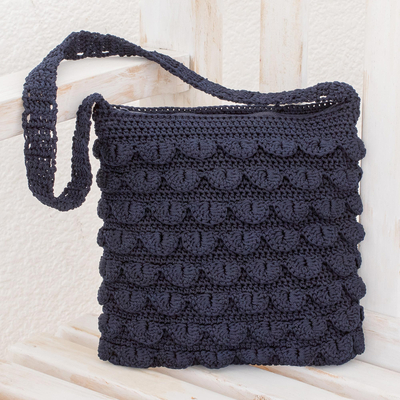 black crochet shoulder bag