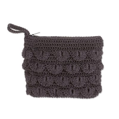 Hand-Crocheted Cosmetic Bag in Black from Guatemala