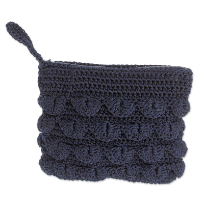 Hand-Crocheted Cosmetic Bag in Navy from Guatemala