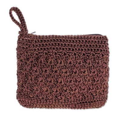 Guatemalan Fabric Makeup Bag Red Gray Brown Black