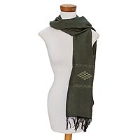 Featured review for Cotton blend scarf, Diamond Diva in Green