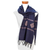 Schal aus Baumwollmischung - Schal aus Baumwollmischung in Blau und Beige mit abgestuftem Bund und Rautenmotiv