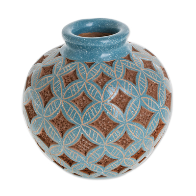 Ceramic decorative vase, 'Form and Texture' - Handcrafted Ceramic Decorative Vase from Nicaragua