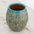 Ceramic decorative vase, 'Turquoise Geometry' - Geometric Ceramic Decorative Vase from Nicaragua thumbail