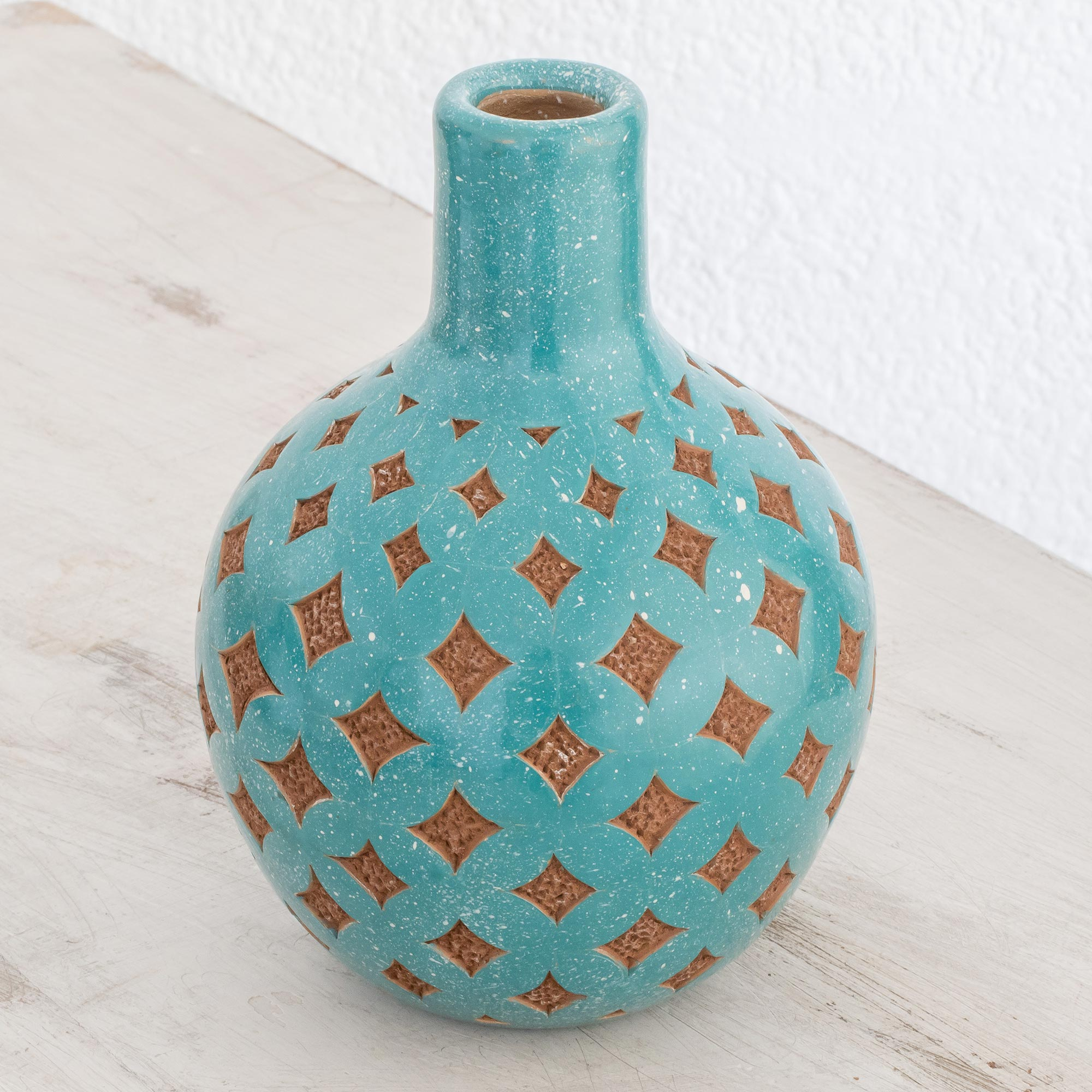 Hand made vase face Turquoise Vasotto