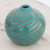 Ceramic decorative vase, 'Turquoise Zigzag' - Zigzag Motif Ceramic Decorative Vase from Nicaragua thumbail