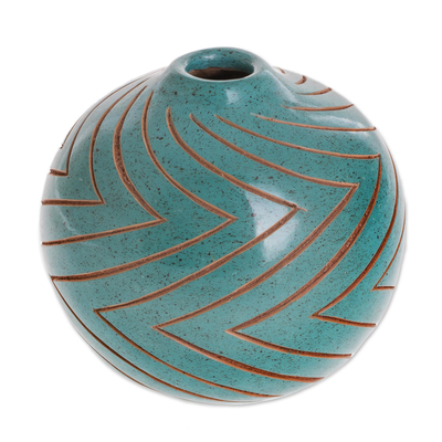 Zigzag Motif Ceramic Decorative Vase from Nicaragua