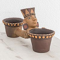 Ceramic decorative vase, 'Historic Balance' - Dual Pre-Hispanic Ceramic Decorative Vase from Nicaragua
