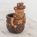 Ceramic decorative vase, 'Pre-Hispanic Spiral' - Spiral Motif Pre-Hispanic Ceramic Decorative Vase