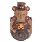 Ceramic decorative vase, 'Pre-Hispanic Spiral' - Spiral Motif Pre-Hispanic Ceramic Decorative Vase