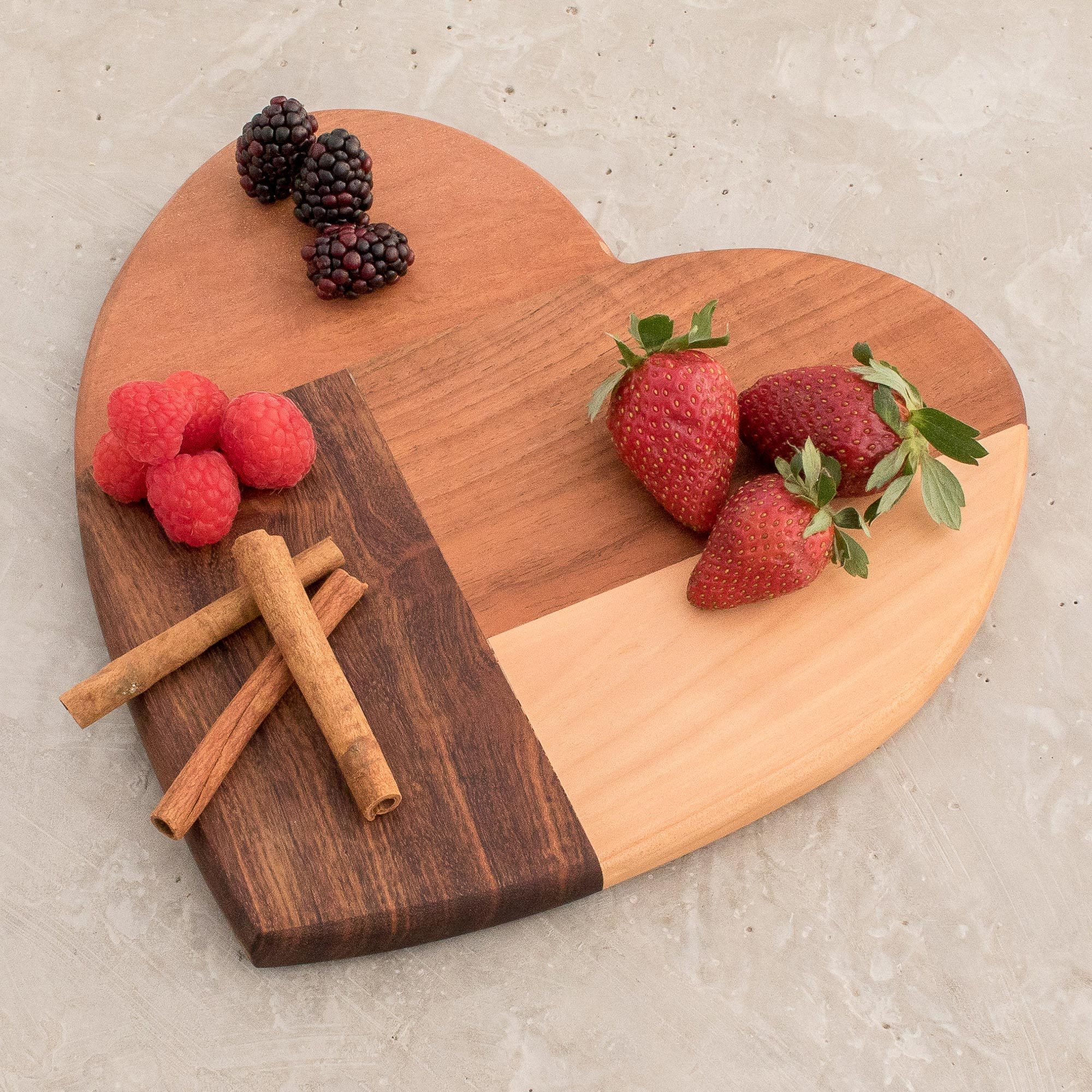 Handcrafted HeartShaped Wood Cutting Board from Guatemala K'u'x Love