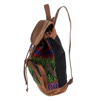 Cotton backpack, 'Multicolored Brilliance' - Vibrant Handwoven Cotton Backpack from Guatemala