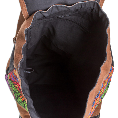 Rucksack aus Baumwolle, 'Multicolored Brilliance'. - Pulsierender handgewebter Baumwollrucksack aus Guatemala