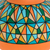 Keramische dekorative Vase, 'Sonnenaufgangs-Geometrie'. - Handbemalte Keramik-Dekorvase in Orange