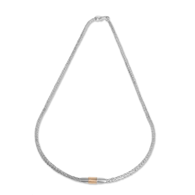 Gold accented sterling silver pendant necklace, 'Elegant Form' - 22k Gold Accent Sterling Silver Pendant Necklace