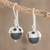 Onyx dangle earrings, 'Modern Holes' - Modern Circular Onyx Dangle Earrings from Nicaragua