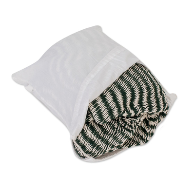 Hängematte aus Baumwollseil, (einzeln) - Handgewebte Hängematte aus Baumwollseil in Waldgrün und Eierschale