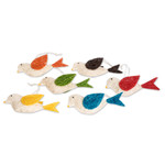 Natural fiber ornaments, 'Colorful Messengers of Peace' (set of 6) - Assorted Natural Fiber Dove Ornaments (Set of 6)