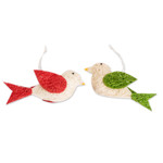 Natural fiber ornaments, 'Colorful Messengers of Peace' (set of 6) - Assorted Natural Fiber Dove Ornaments (Set of 6)