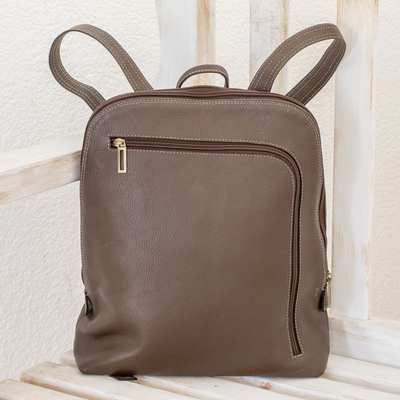 Leather backpack, Stylish Voyager in Clay