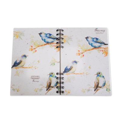 Tagebuch aus Zuckerrohrpapier - Signiertes Papiertagebuch mit Vogelmotiv aus Costa Rica