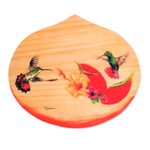 Wood plaque, 'Flying Free' - Hand-Painted Hummingbird Wood Wall Plaque from Costa Rica