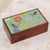 Glass mosaic tea box, 'Multicolored Flight' - Hummingbird-Themed Glass Mosaic Tea Box from Costa Rica thumbail
