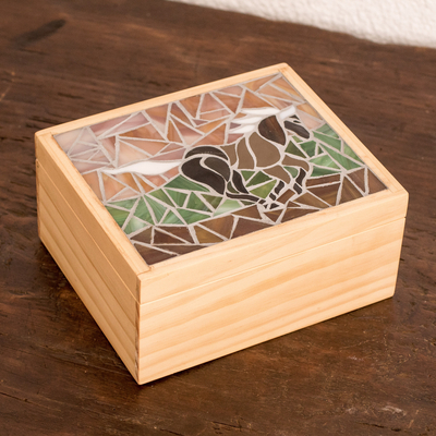 Glass mosaic tea box, Indomitable