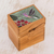Glass mosaic teak wood decorative box, 'Nectar' - Hummingbird Motif Glass Mosaic Teak Wood Decorative Box thumbail