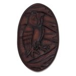 Wood relief panel, 'Owl Watcher' - Owl-Themed Pochote Wood Relief Panel from Costa Rica