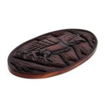 Wood relief panel, 'Owl Watcher' - Owl-Themed Pochote Wood Relief Panel from Costa Rica