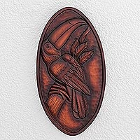 Wood relief panel, 'Above the Canopy' - Toucan Pochote Wood Relief Panel from Costa Rica