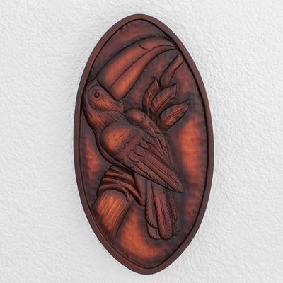 Wood relief panel, 'Above the Canopy' - Toucan Pochote Wood Relief Panel from Costa Rica