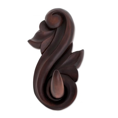 Hand-Carved Pochote Wood Coat Hook from Costa Rica