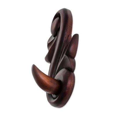 Wood coat hook, 'Antique Detail' - Hand-Carved Pochote Wood Coat Hook from Costa Rica