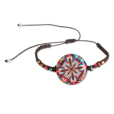 Multicolored Glass Beaded Macrame Pendant Bracelet