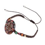 Glass beaded macrame pendant bracelet, 'Vibrant Kaleidoscope' - Multicolored Glass Beaded Macrame Pendant Bracelet