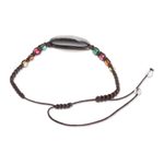 Glass beaded macrame pendant bracelet, 'Vibrant Kaleidoscope' - Multicolored Glass Beaded Macrame Pendant Bracelet