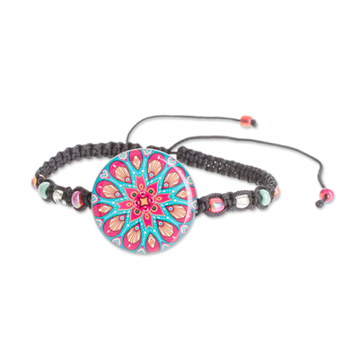 Colorful Glass Beaded Macrame Pendant Bracelet