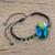 Glasperlen Makramee Anhänger Armband 'Morpheus' - Makramee-Armband aus Glasperlen mit Schmetterlings-Anhänger